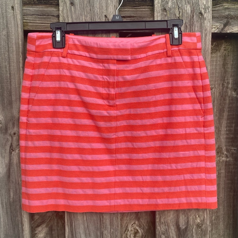 J Crew Pink and Coral Striped Mini Skirt.
